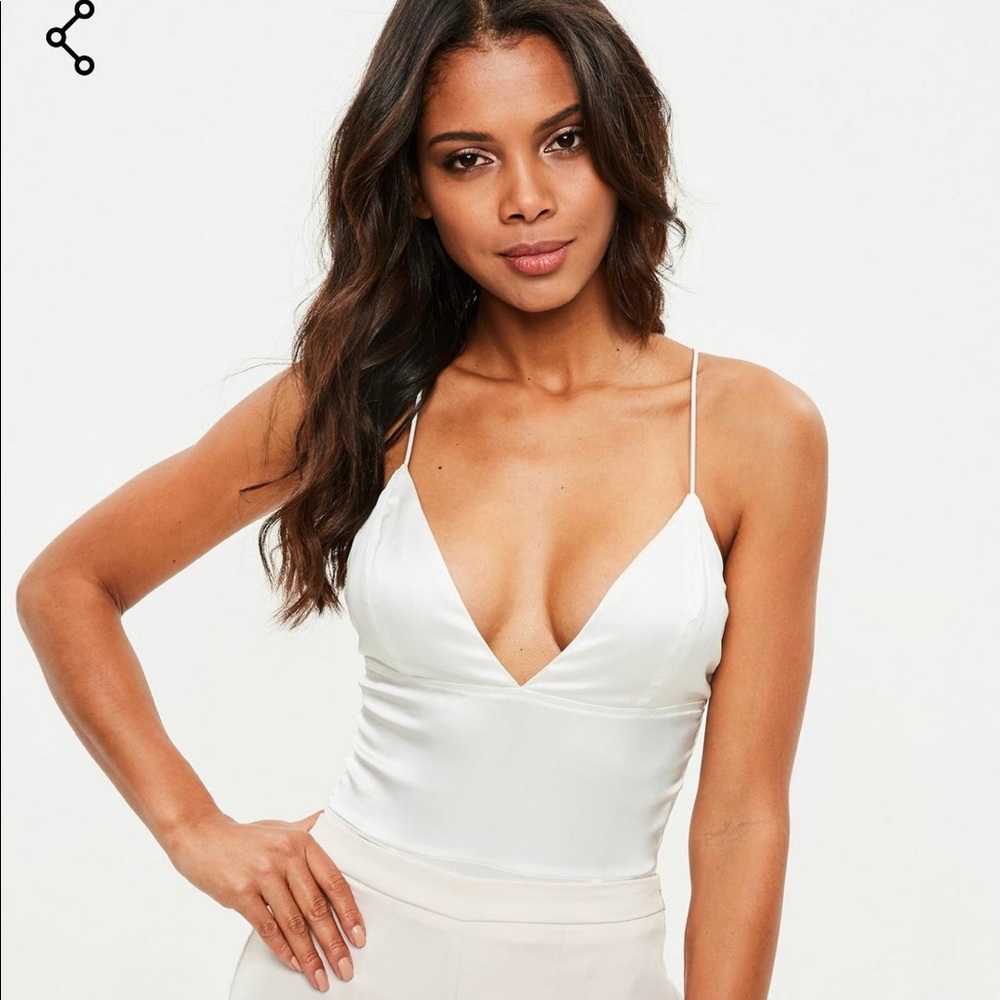Missguided white satin bodysuit